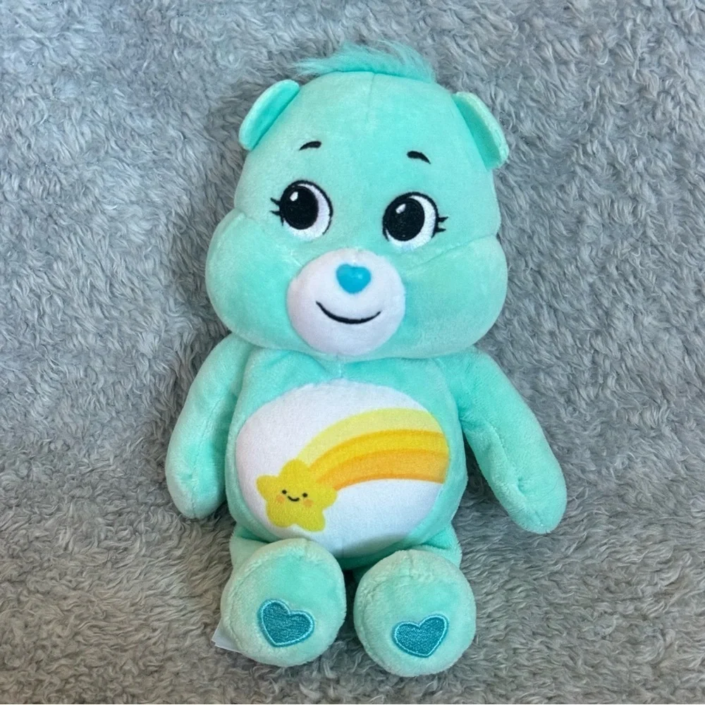 Care Bears Wish Bear Plush 9” Aqua Green Stuffed Animal Shooting Star